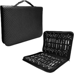 Hair Cutting Shear Cases Hairdresser PU Leather Salon Large Capacity Scissors Box Rack Storage Case Barbershop Styling Tool Extra Large Hanging Travel Toiletry Bag for Women and Men (Corrugated)