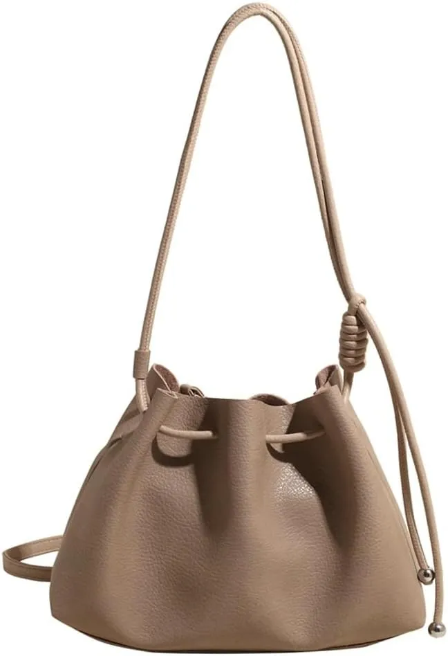 Halemet Bucket Bags for Women Drawstring Bucket Bag Soft Leather Shoulder Bag Purses for Women Crossbody Bag with Small Purse