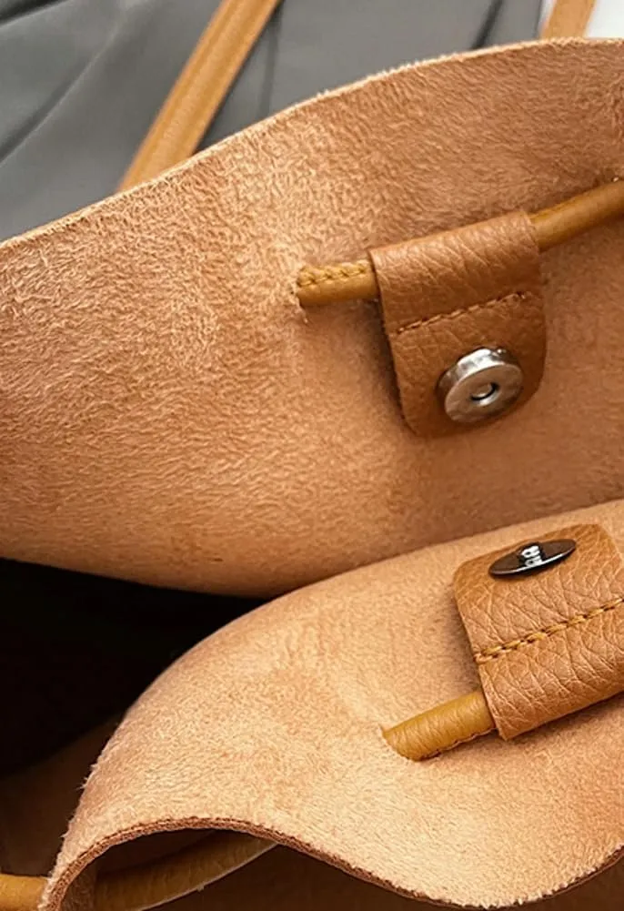 Halemet Bucket Bags for Women Drawstring Bucket Bag Soft Leather Shoulder Bag Purses for Women Crossbody Bag with Small Purse