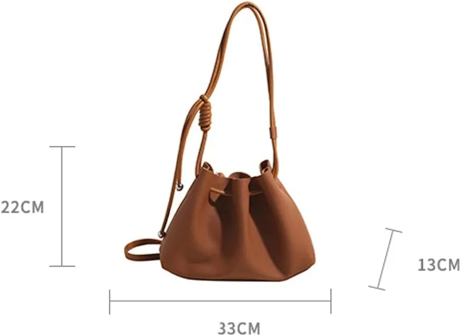 Halemet Bucket Bags for Women Drawstring Bucket Bag Soft Leather Shoulder Bag Purses for Women Crossbody Bag with Small Purse