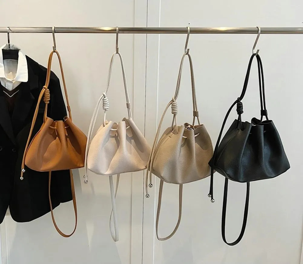 Halemet Bucket Bags for Women Drawstring Bucket Bag Soft Leather Shoulder Bag Purses for Women Crossbody Bag with Small Purse