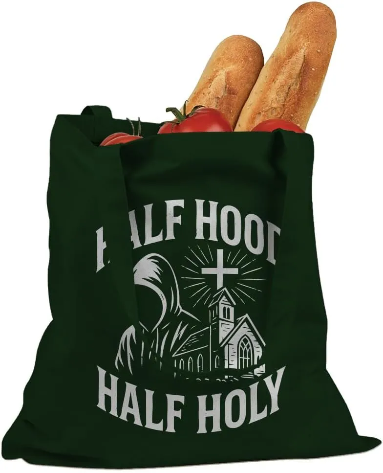 Half Hood Half Holy Christian Faith Cotton Canvas Tote Bag
