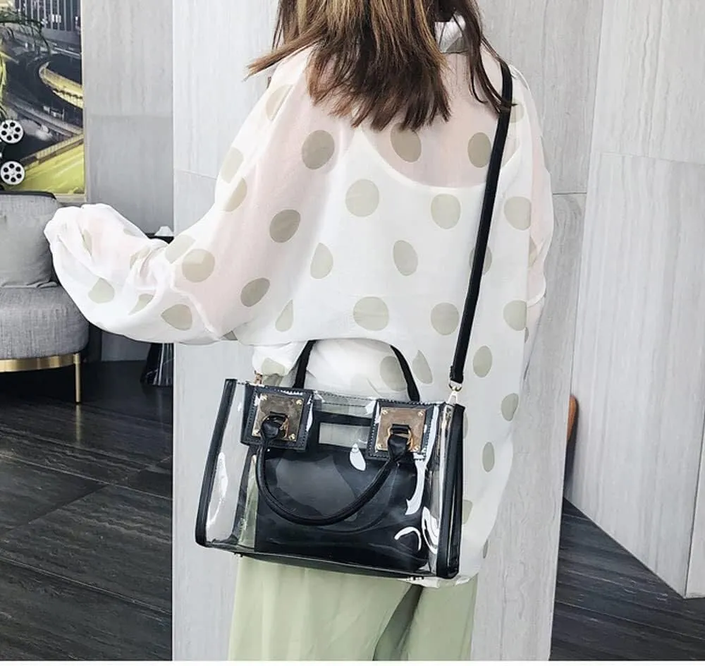 Handbags Women's Clear Jelly Tote Beach Crossbody Transparent Messenger Tote Shoulder Handbag