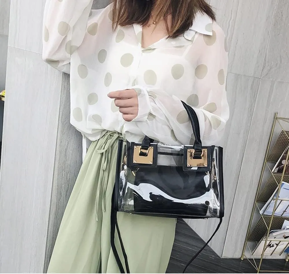 Handbags Women's Clear Jelly Tote Beach Crossbody Transparent Messenger Tote Shoulder Handbag