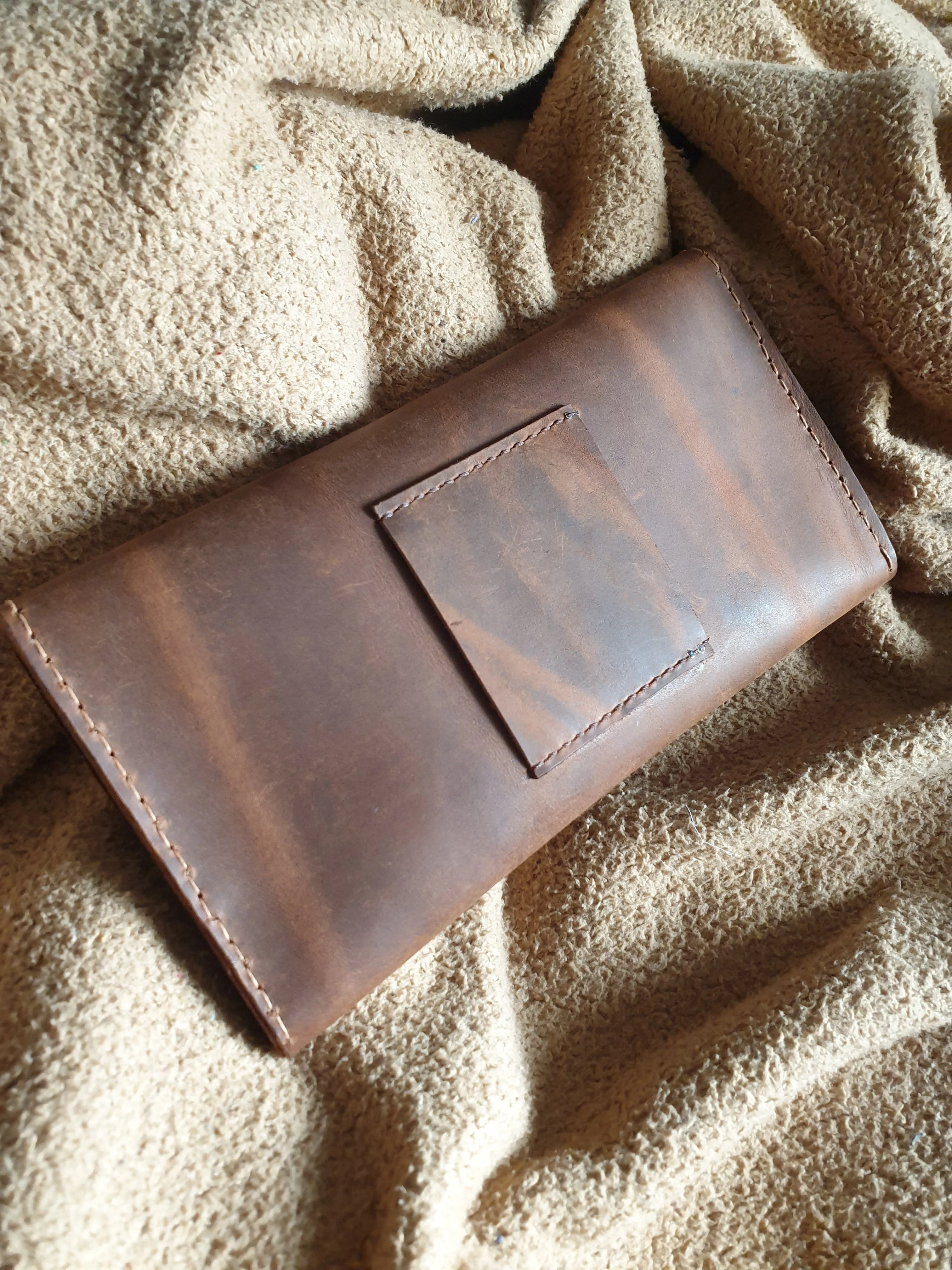 Handmade brown leather phone case