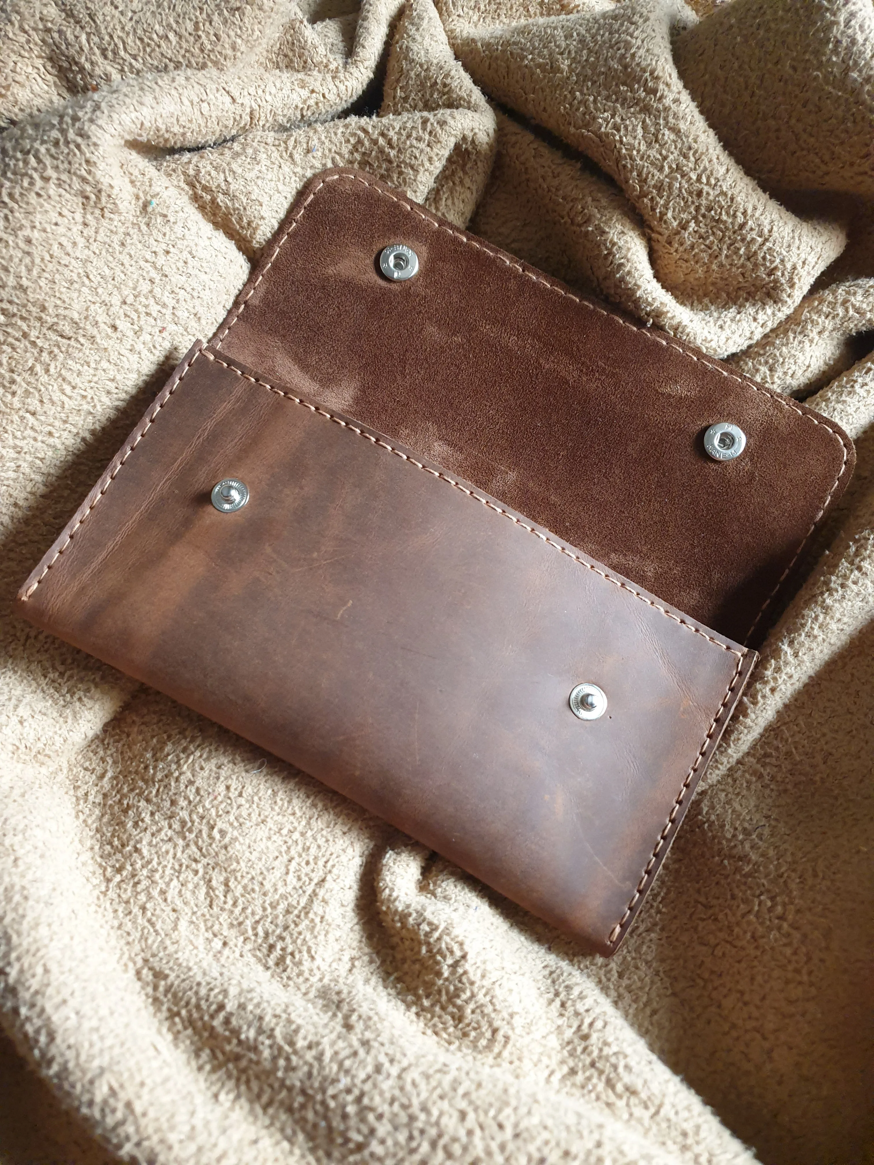Handmade brown leather phone case