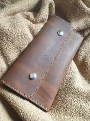 Handmade brown leather phone case
