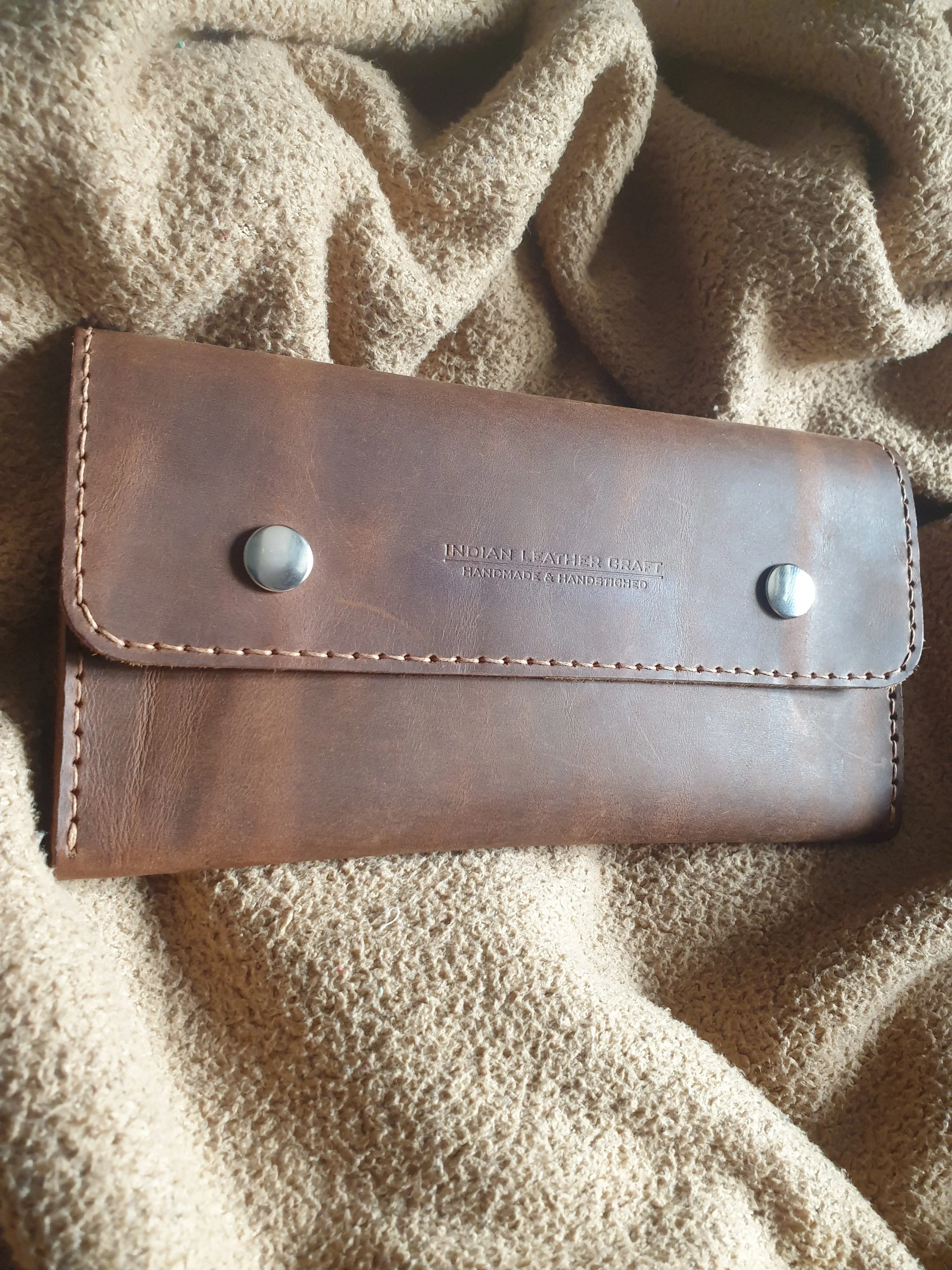 Handmade brown leather phone case