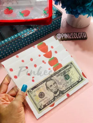 Handmade Strawberry Clear Face A6 Cash envelopes Set