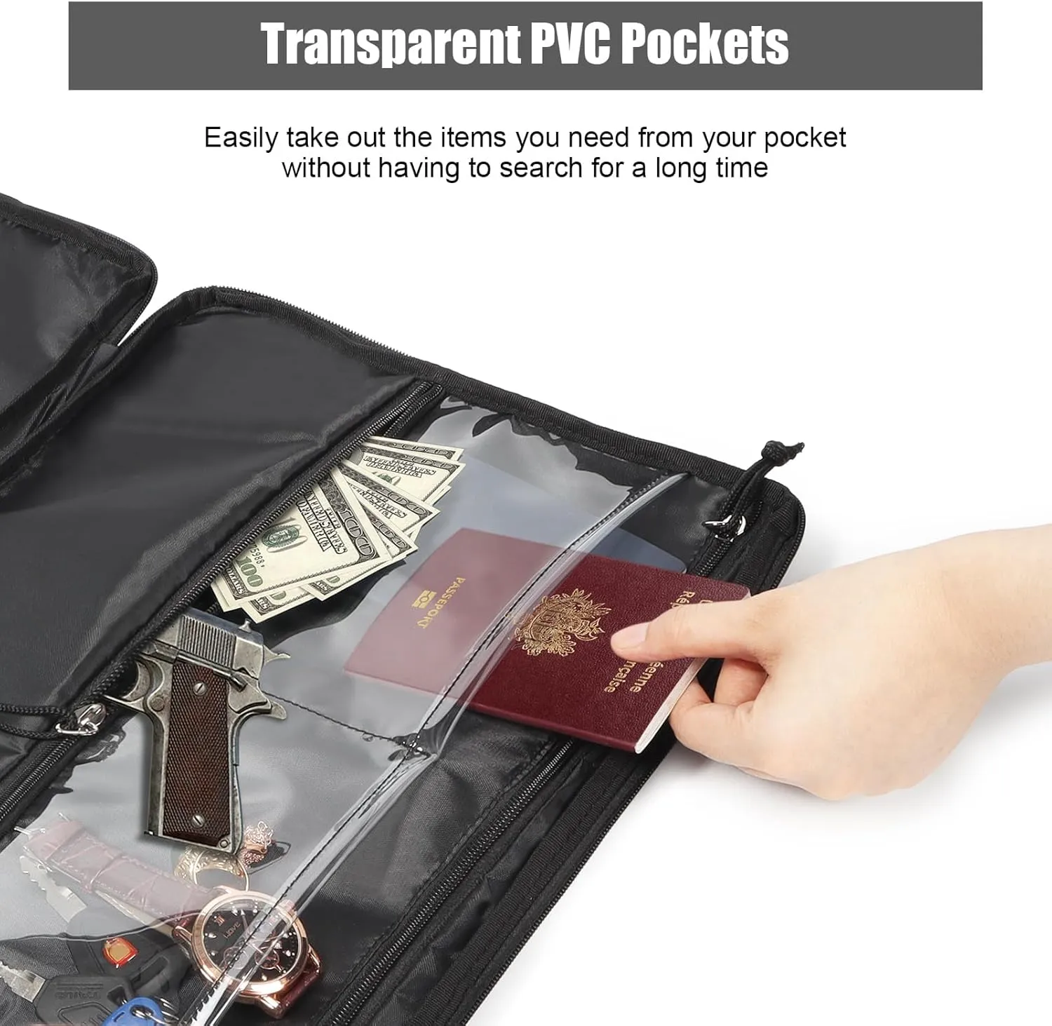 Hanger Diversion Safe Bag, Hidden Safes Pocket for Cash, Waterproof disguised safe Storage, Secret Document Holder Compartment to Stash Jewelry Doc for Home Travel Dorm &Hotel under Clothing(BLACK)