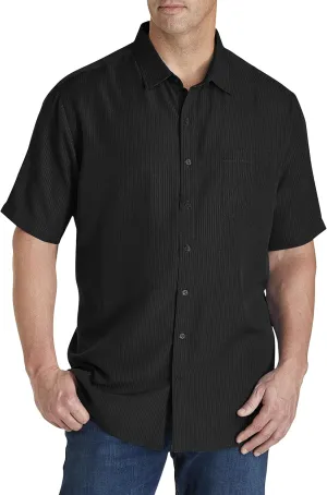 Harbor Bay by DXL Men's Big and Tall Microfiber Comfort Grid Sport Shirt Black 2XL