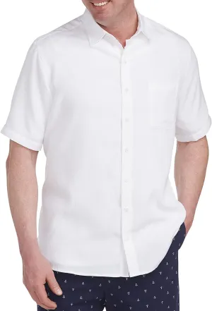 Harbor Bay by DXL Men's Big and Tall Microfiber Comfort Grid Sport Shirt Bright White 5XLT