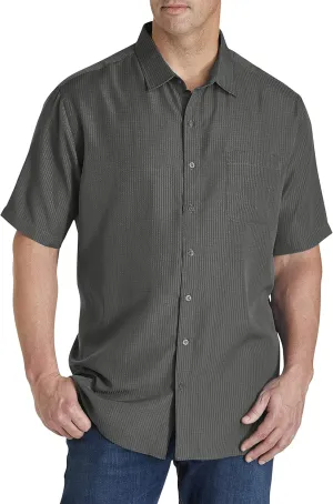 Harbor Bay by DXL Men's Big and Tall Microfiber Comfort Grid Sport Shirt Castle Rock 1XL