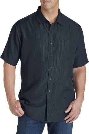Harbor Bay by DXL Men's Big and Tall Microfiber Comfort Grid Sport Shirt Navy 3XLT