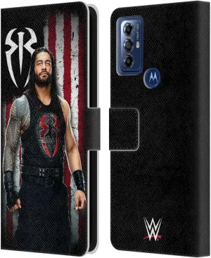 Head Case Designs Officially Licensed WWE Roman Reigns American Flag Superstars Leather Book Wallet Case Cover Compatible with Motorola Moto G Play (2023)