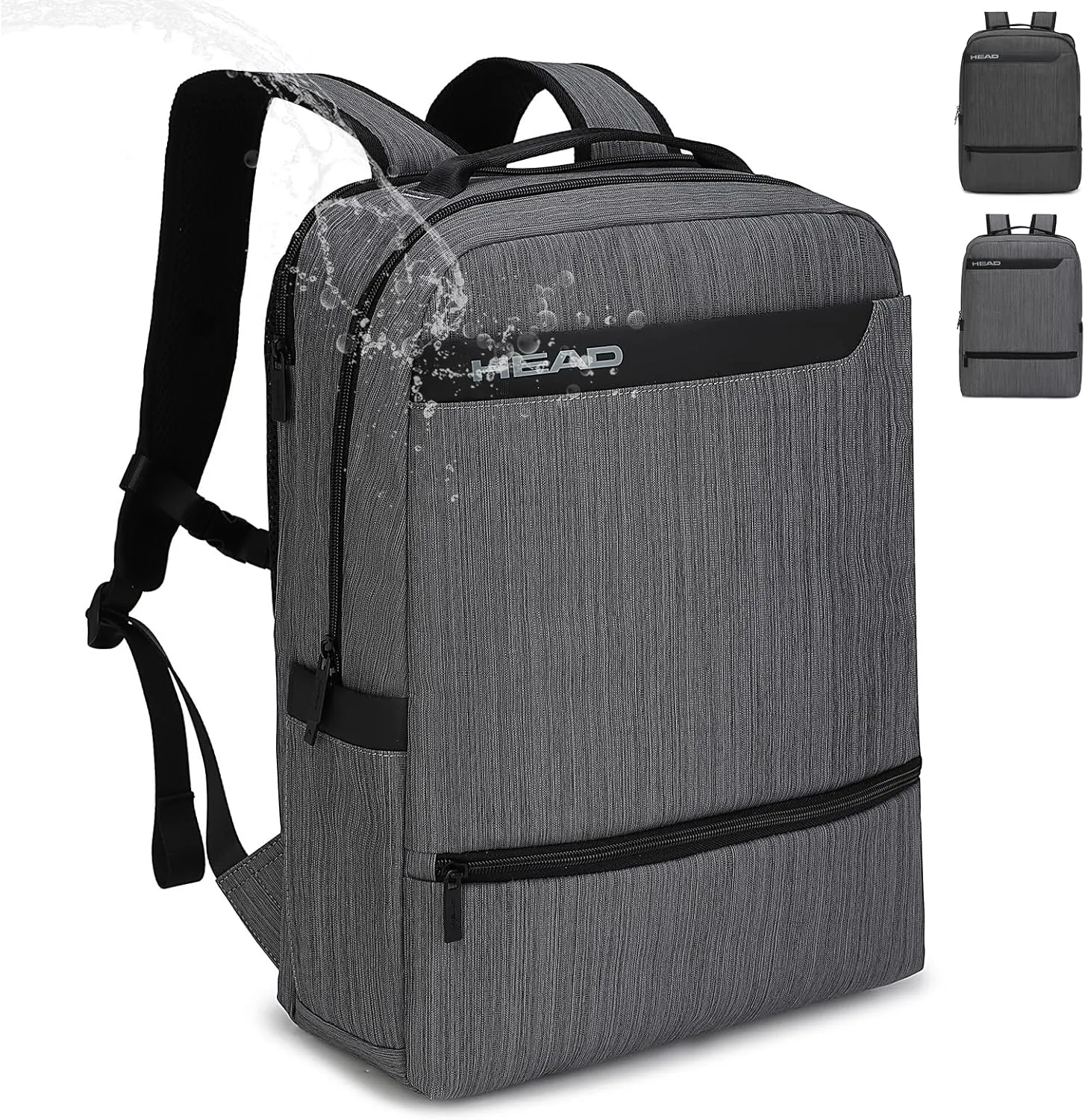 HEAD Waterproof Laptop Backpack for Men with Trolley Sleeve, Business Laptop Backpacks fits 17.3 inch Notebook, Large Travel Backpack for Work/Commute/College