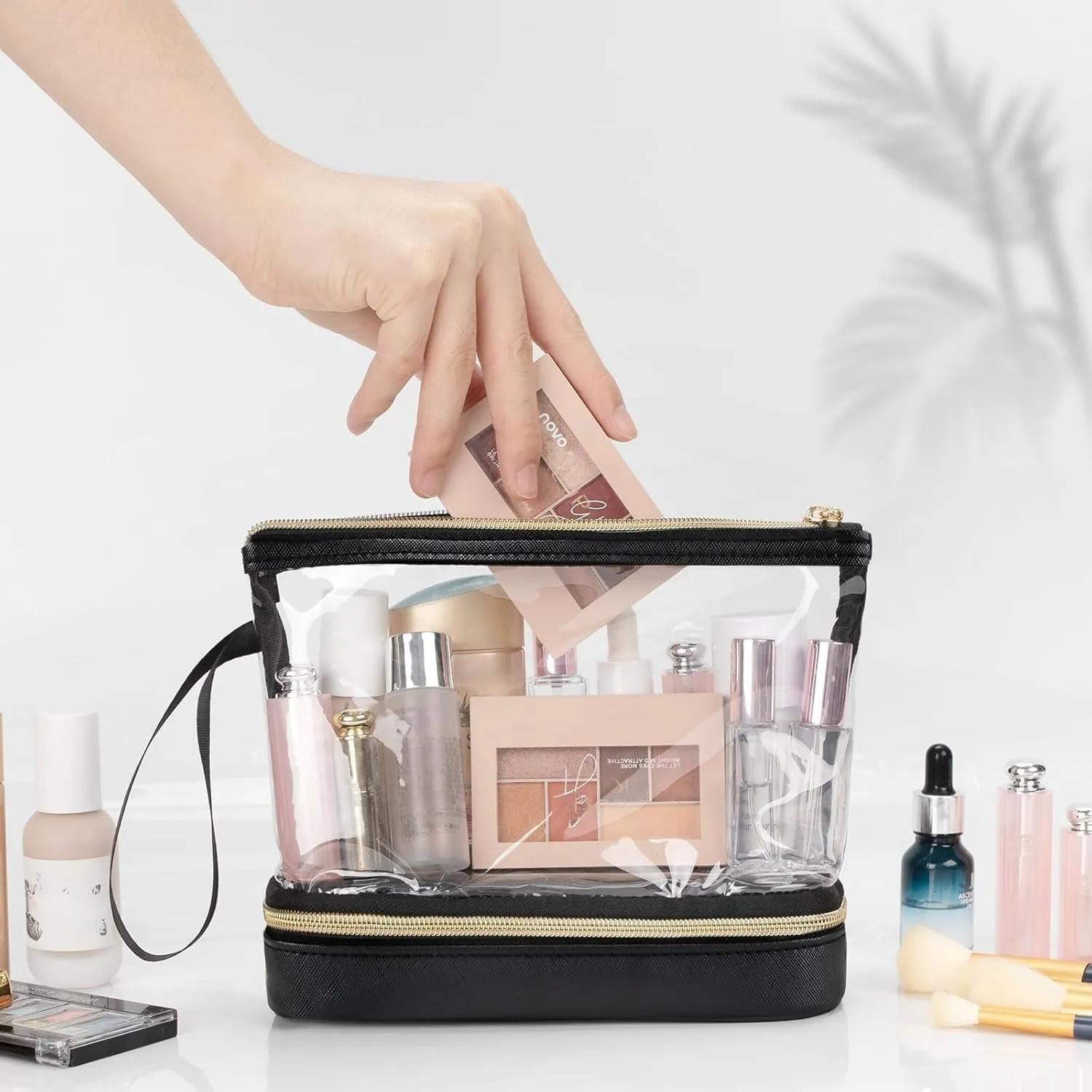 Heavy Duty Clear Travel Toiletry Bag - Transparent Waterproof Cosmetic Organizer with Zipper & Handle - for Makeup, Shaving & Essentials (pink,22 * 9 * 16cm)