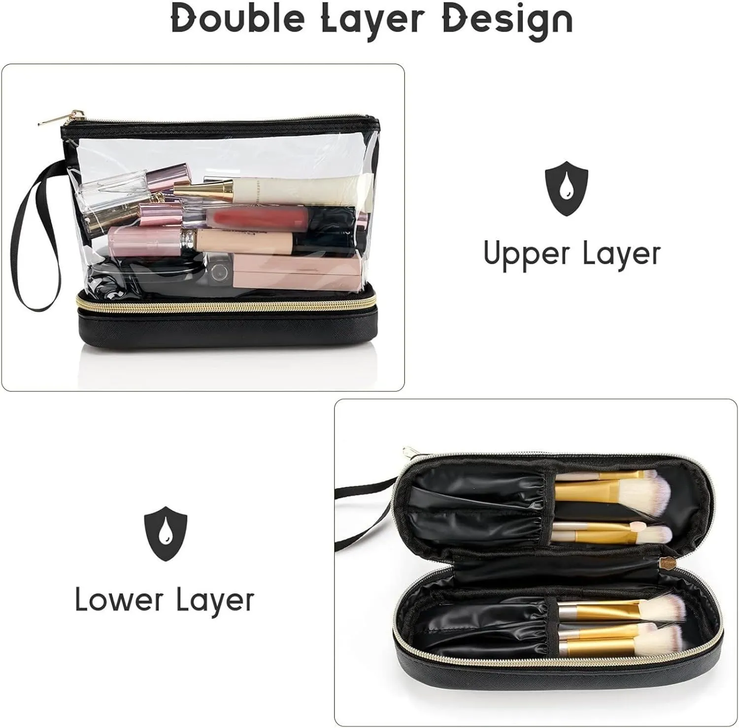 Heavy Duty Clear Travel Toiletry Bag - Transparent Waterproof Cosmetic Organizer with Zipper & Handle - for Makeup, Shaving & Essentials (pink,22 * 9 * 16cm)