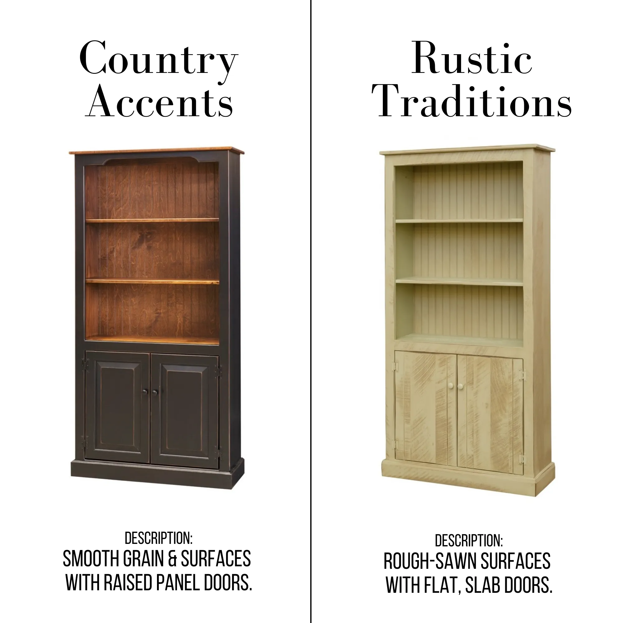 Hemingway - Amish Handcrafted 6ft Bookcase w/ Doors