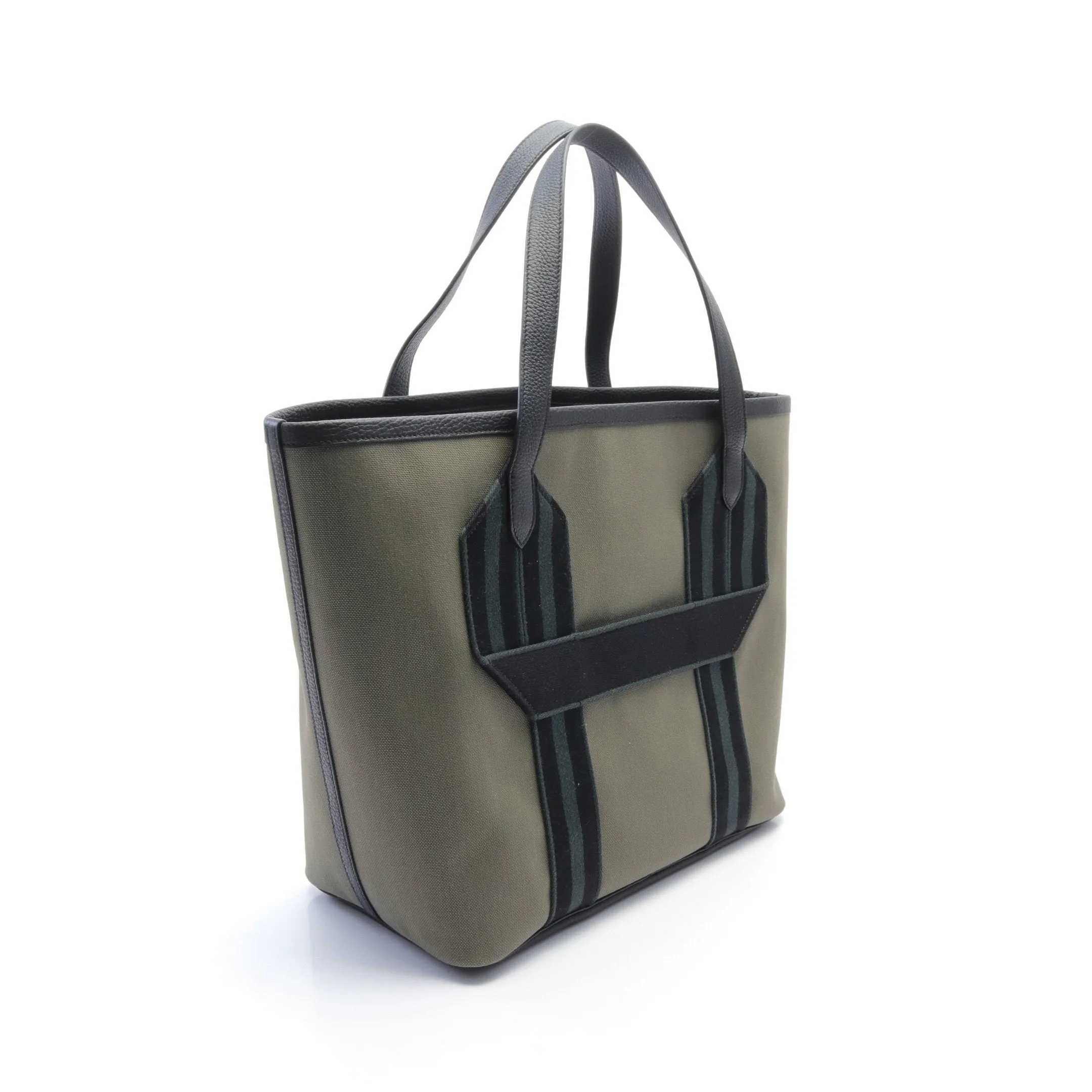 Hermes Pursangre Mm Veau Degré Shoulder Bag Tote Toile Military Clemence Leather Khaki Green Black B Stamp