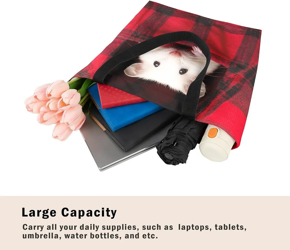 Hippo Canvas Tote Bag for Women,Cartoon Animal Large Capacity Gym Bag Garden Flower Cute Wildlife Cotton Bags