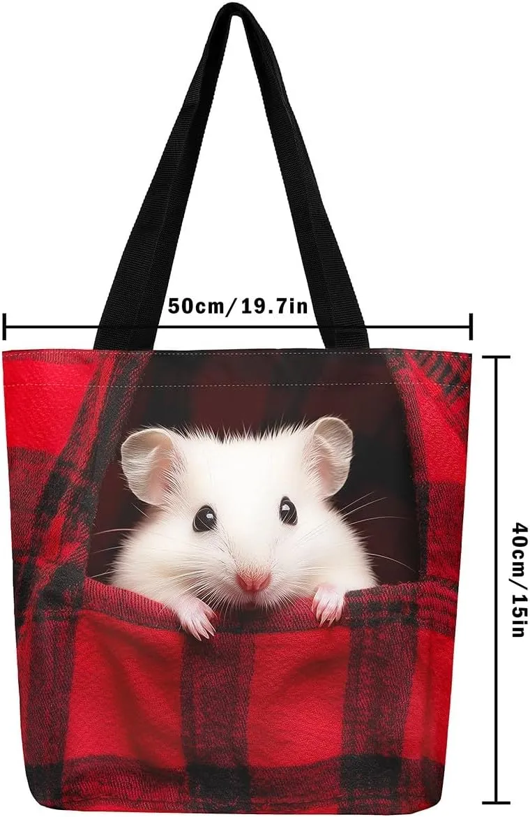 Hippo Canvas Tote Bag for Women,Cartoon Animal Large Capacity Gym Bag Garden Flower Cute Wildlife Cotton Bags