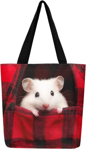 Hippo Canvas Tote Bag for Women,Cartoon Animal Large Capacity Gym Bag Garden Flower Cute Wildlife Cotton Bags