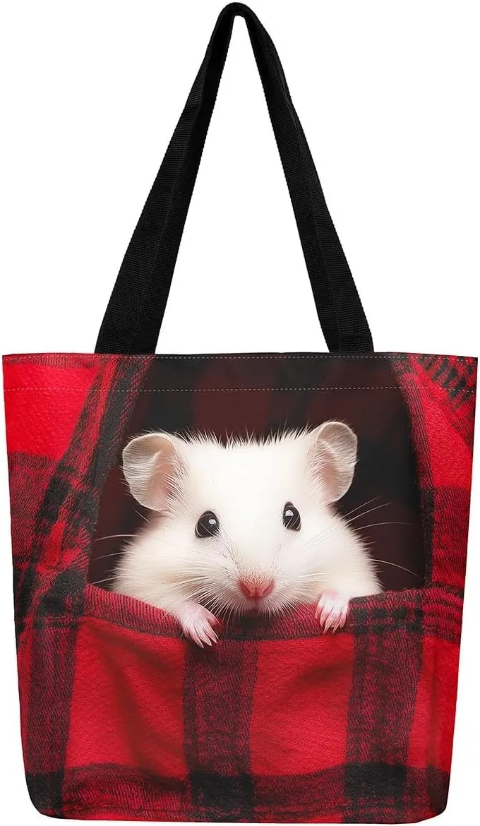 Hippo Canvas Tote Bag for Women,Cartoon Animal Large Capacity Gym Bag Garden Flower Cute Wildlife Cotton Bags