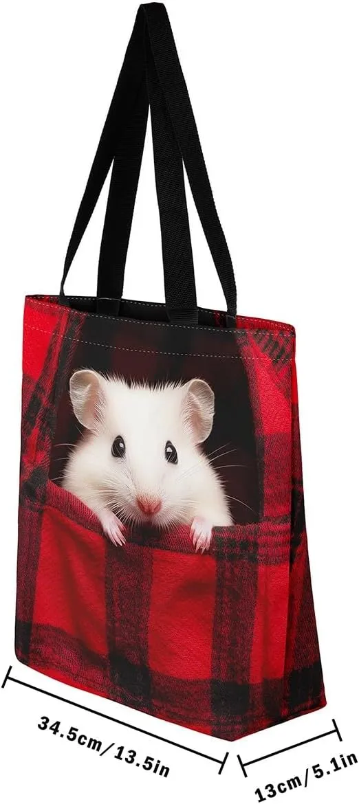 Hippo Canvas Tote Bag for Women,Cartoon Animal Large Capacity Gym Bag Garden Flower Cute Wildlife Cotton Bags