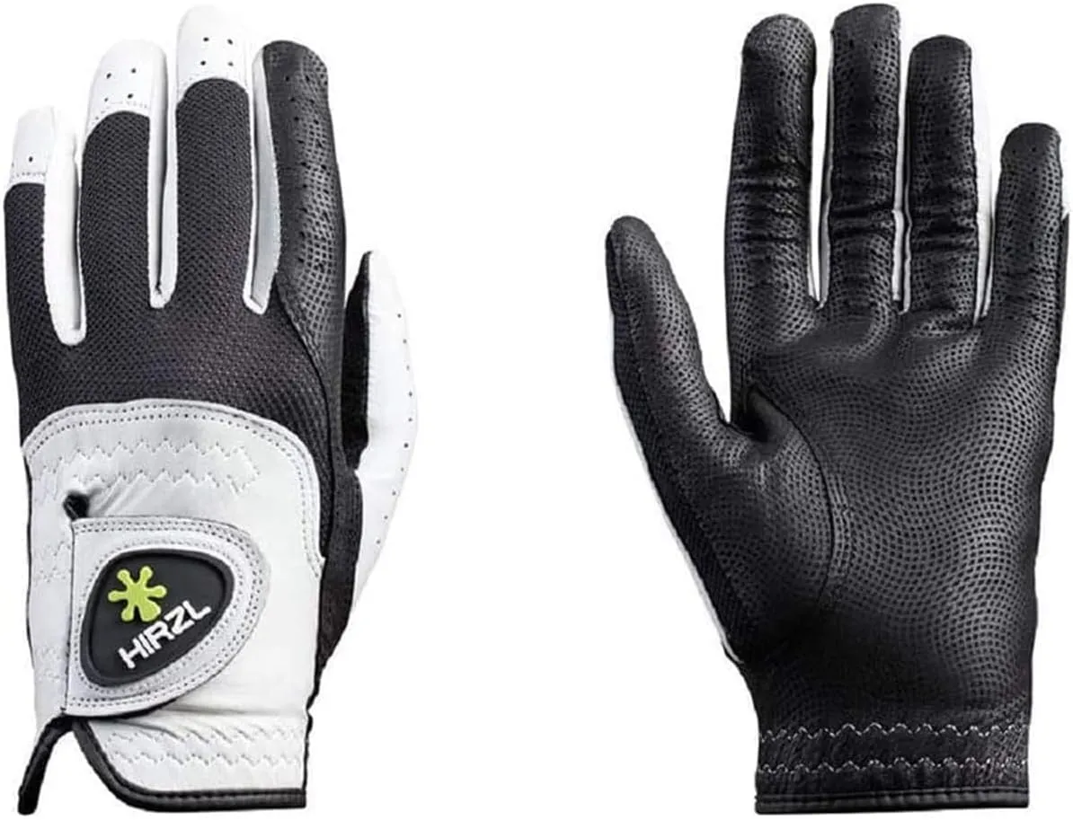 HIRZL Trust Control 2.0 Ladies Golf Gloves – All Weather Womens Golf Glove (White/Black) | Kangaroo Leather Palm | Cabretta Leather Backhand | Trusted by Pros | Sweat Free, Ultimate Grip, Stretch Fit
