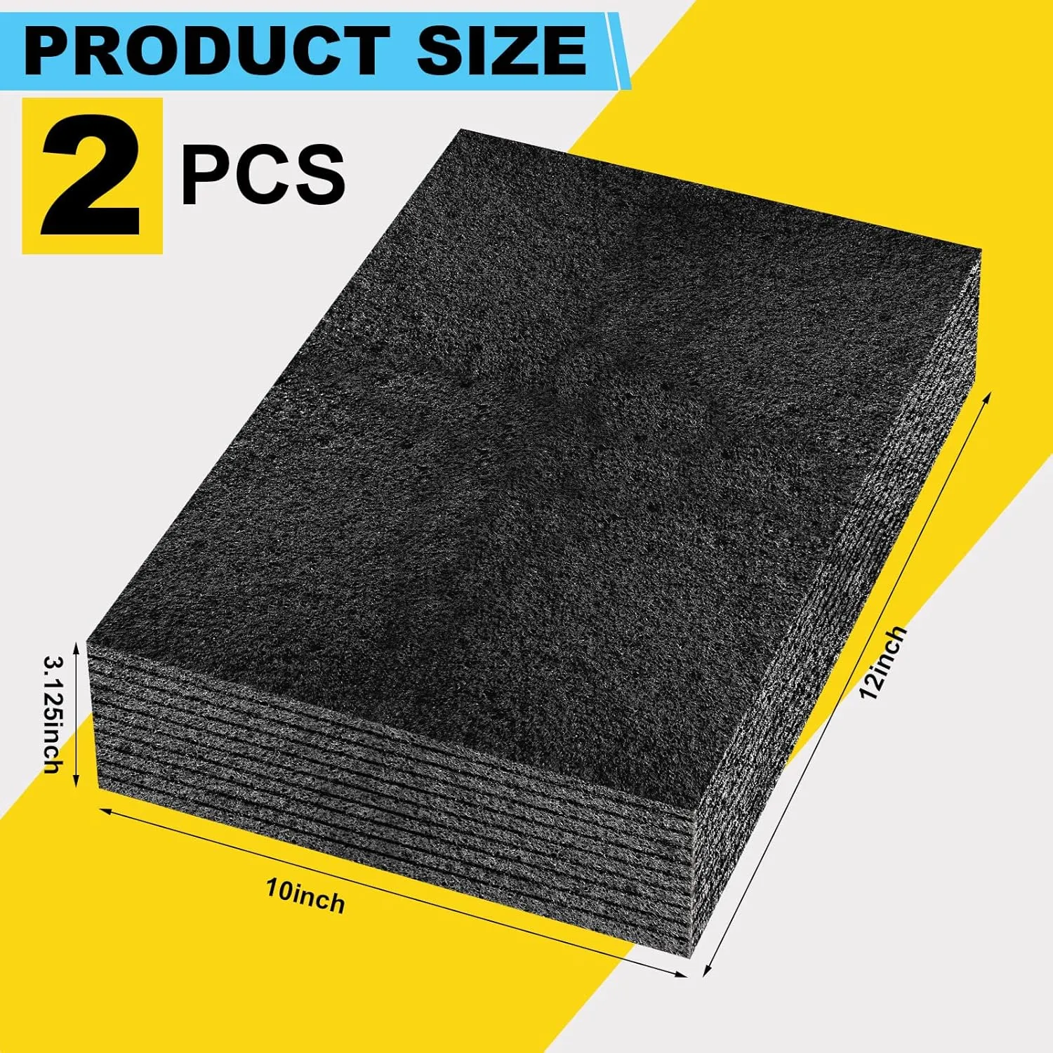 Hoolerry 2 Pcs Customizable Polyethylene Foam Packing Inserts for Cases Thick Polyethylene Foam Sheet for Packaging and Crafts(Black,12" x 10" x 3.125")