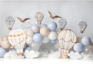 Hot Air Balloons Backdrop 8x6ft Adventure Awaits Baby Shower Party Decor Hot Air Balloon Pictures Background Fly Baby Shower Birthday Pictures Backdrop Cake Smash Photography
