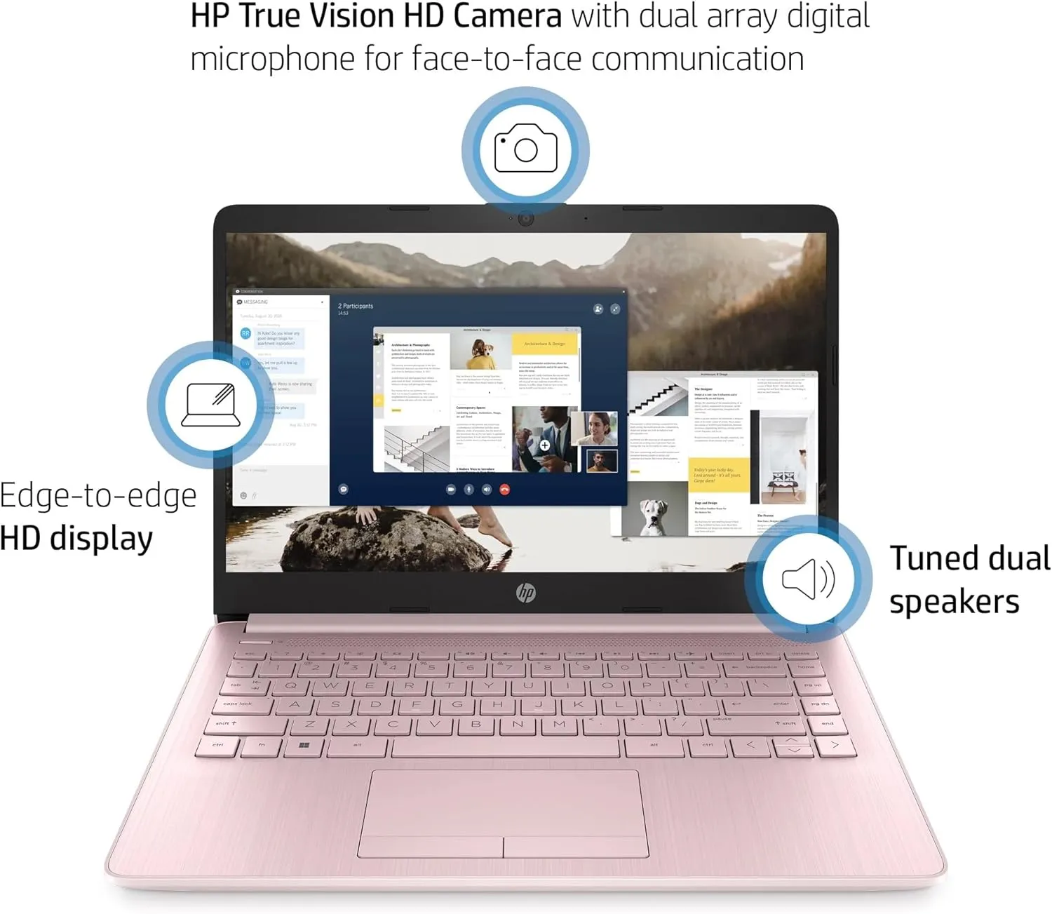 HP 14 Laptop • Back to School Limited Edition with Microsoft 365 • 4-Core Intel CPU • 16GB RAM •1600GB Storage (64GB OnBoard   512GB P500 Portable SSD   1TB OneDrive) • Pink • Win 11