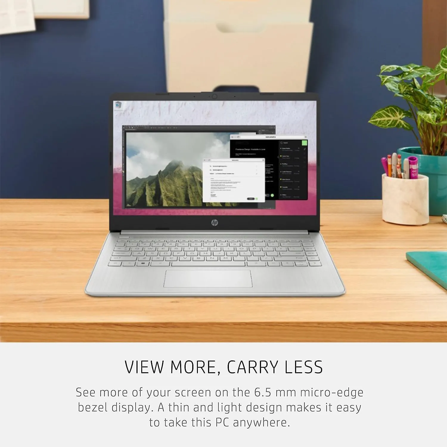 HP 14 Laptop • Back to School Limited Edition with Microsoft 365 • 4-Core Intel CPU • 4GB RAM • 1.6TB Storage (128GB OnBoard   512GB P500 Portable SSD   1TB OneDrive) • Natural Silver • Win 11
