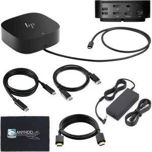 HP Docking Station for Laptop Dual Monitor and Charging Bundle - HP USB-C G5 Dock 5TW10AA / 5TW10UT / 5TW10AA#ABB with 120W Adapter   HDMI Cable   DisplayPort Cable   USB-C Cable   Microfiber Cloth