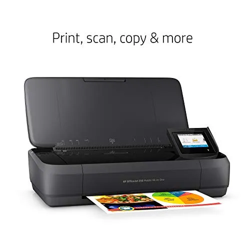 HP OfficeJet 250 All-in-One Portable Printer with Wireless & Mobile Printing, Works with Alexa (CZ992A), Black, Normal