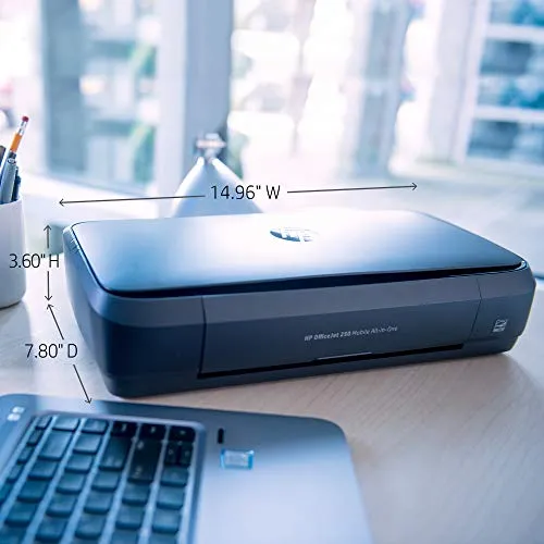 HP OfficeJet 250 All-in-One Portable Printer with Wireless & Mobile Printing, Works with Alexa (CZ992A), Black, Normal