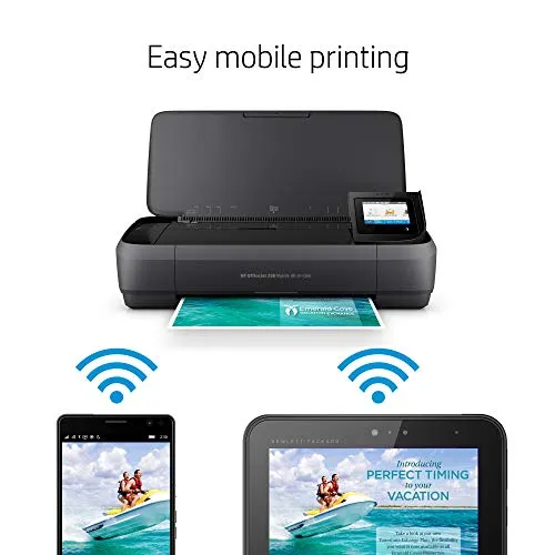HP OfficeJet 250 All-in-One Portable Printer with Wireless & Mobile Printing, Works with Alexa (CZ992A), Black, Normal