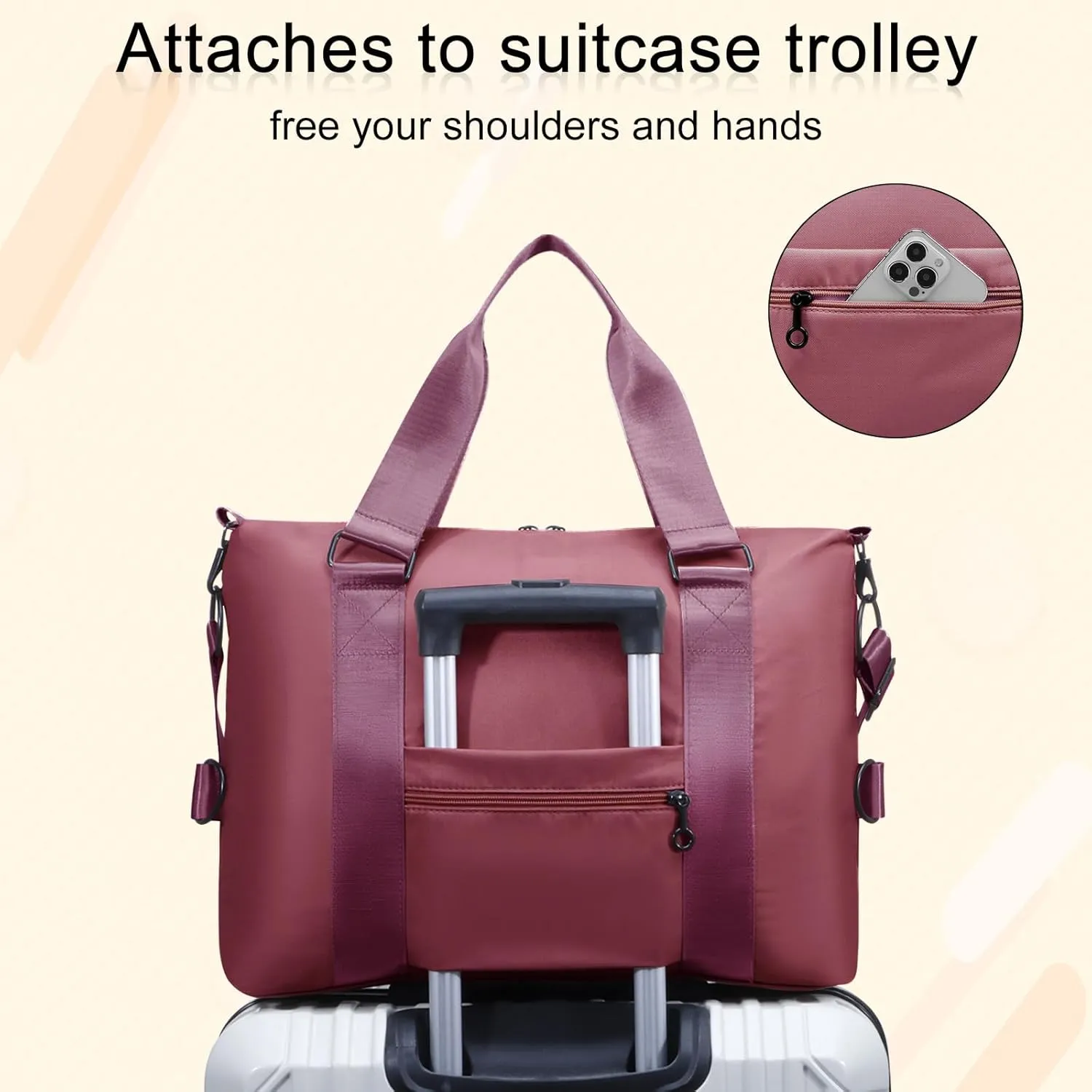 HUA ANGEL Women's Waterproof Sports Duffle Bag - Large Capacity Gym Bag Multi-Pocket for Travel Fitness Yoga Work and Weekend