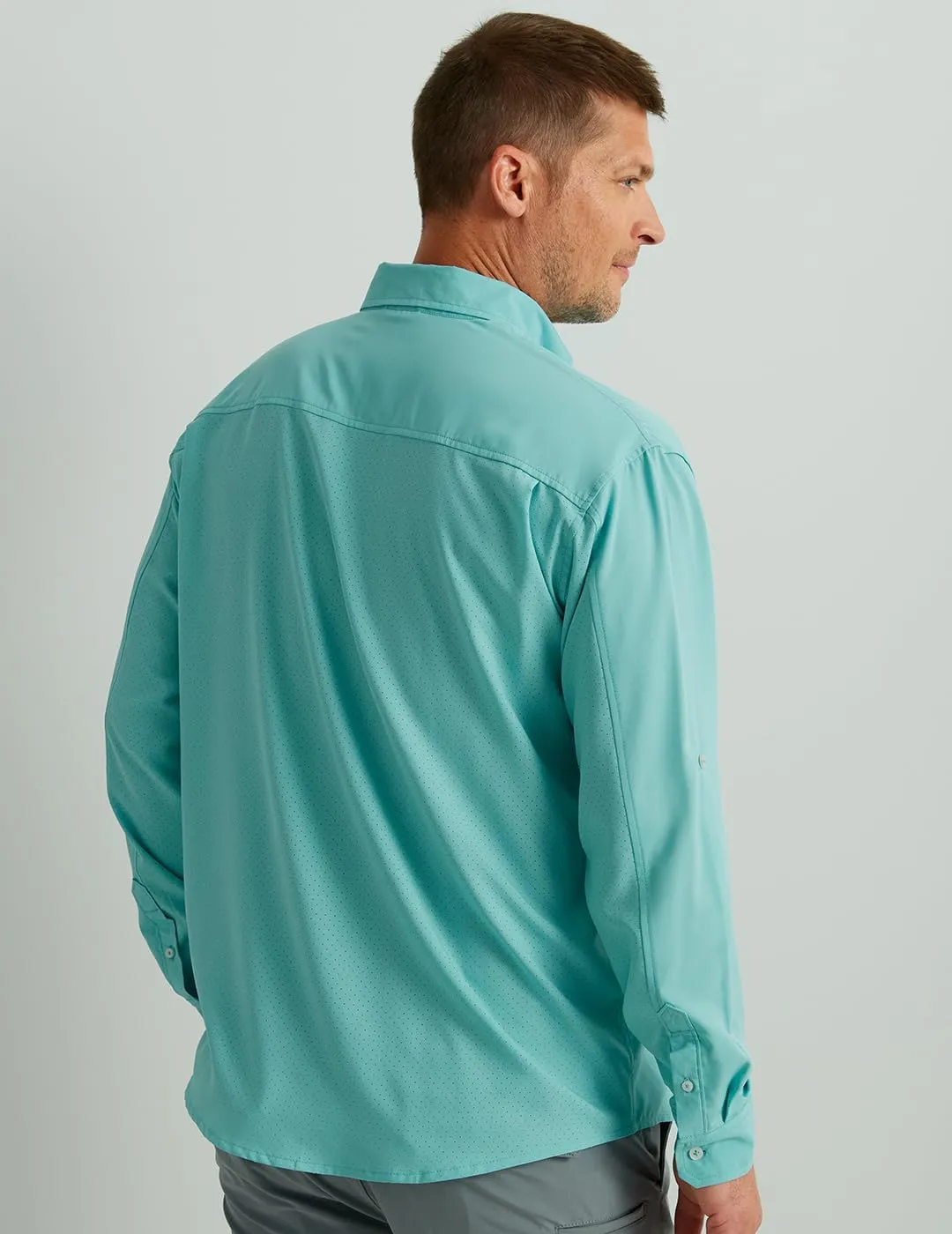 HUK Men's Tide Point Solid Long Sleeve Shirt, Button