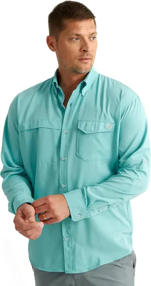 HUK Men's Tide Point Solid Long Sleeve Shirt, Button