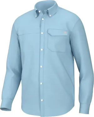 HUK Men's Tide Point Solid Long Sleeve Shirt, Button