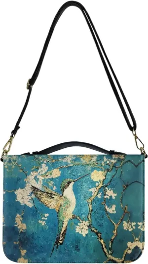 Hummingbird Almond Blossoms Bible Carrying Case Zippered Bible Bag PU Leather Scripture Bag Case Waterproof Book Cover Protector Bible Carrying Tote Cases for Bible Study Suppliers