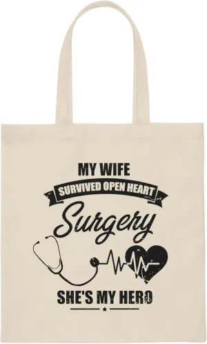 Humorous Recuperating Statements Wife Appreciation Graphic Funny Wives Appreciation Heart Surgeries Recovery Canvas Tote Bag