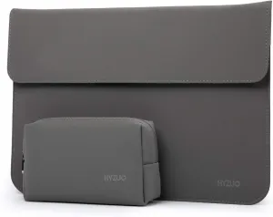 HYZUO 13 Inch Laptop Sleeve Bag for MacBook Air 13 M3 M2 M1 2024-2018, MacBook Pro 13 M2 M1 2024-2016, 13 iPad Pro/Air M4 M2, Surface Pro, XPS 13, Faux Suede Leather Case with Pouch, Dark Gray-H