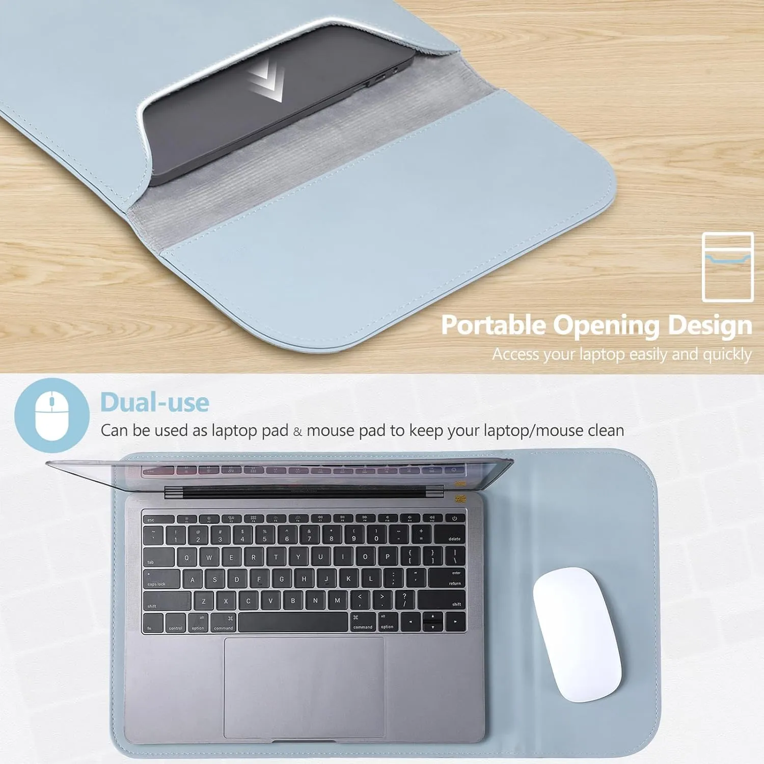 HYZUO 13 Inch Laptop Sleeve PC Case for MacBook Pro 13 M2 M1 2025-2016, MacBook Air 13 M4 M3 M2 M1 2025-2018, 13" iPad Pro/Air, Surface Pro, XPS 13, with Small Bag, Pale Blue