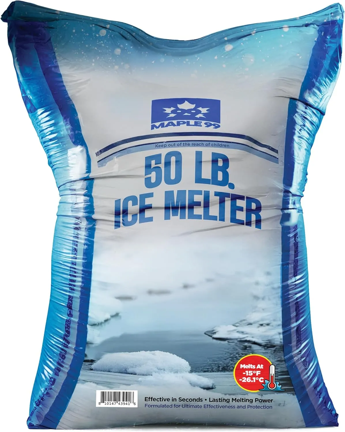 Ice Melt Safer for Concrete - 50 lb Snow Calcium Salt Ice Melt, Salt for Snow and Ice Removal, Sidewalk Salt, Driveway Salt, Snow Melt is Effective Up to -15