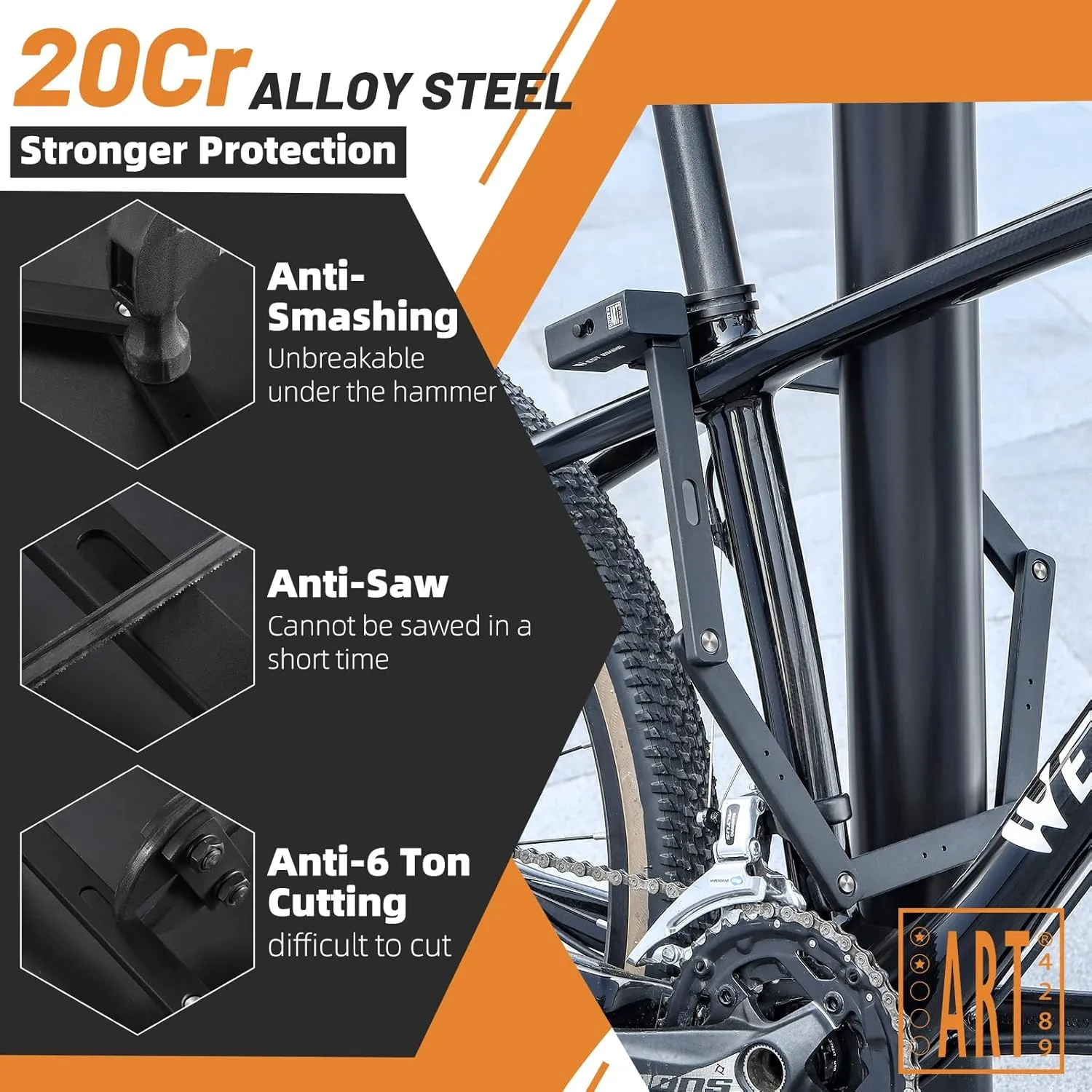 ICOCOPRO Folding Bike Lock, 3.28 FT Heavy Duty Bike Chian Lock with Bracket & 3 Keys, High Security Anti Theft Bicycle Lock for E Bike Scooter, MTB, Racing Bike, Motorcycle (Black-Vine)