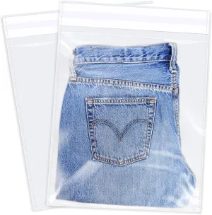 iMailer - 100 Count - 12" x 18" Clear Cellophane Bags Self Seal- Cello Large Resealable Plastic Poly Bags for Clothing, T-Shirts, Pants