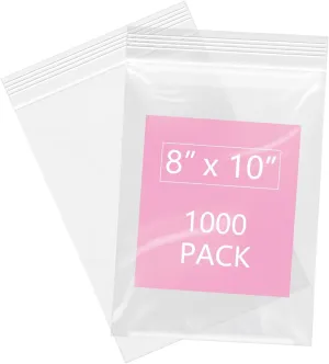 iMailer - 1000 Pcs- 8" x 10" Plastic Zip Poly Bags- Clear Resealable Zip Bag for Art Prints, Brochure, Photoes, Handicraft Gift